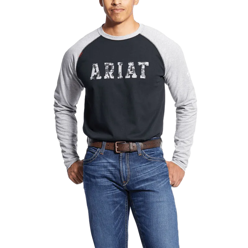 Ariat Men's Navy USA Flame-Resistant Baseball T-Shirt