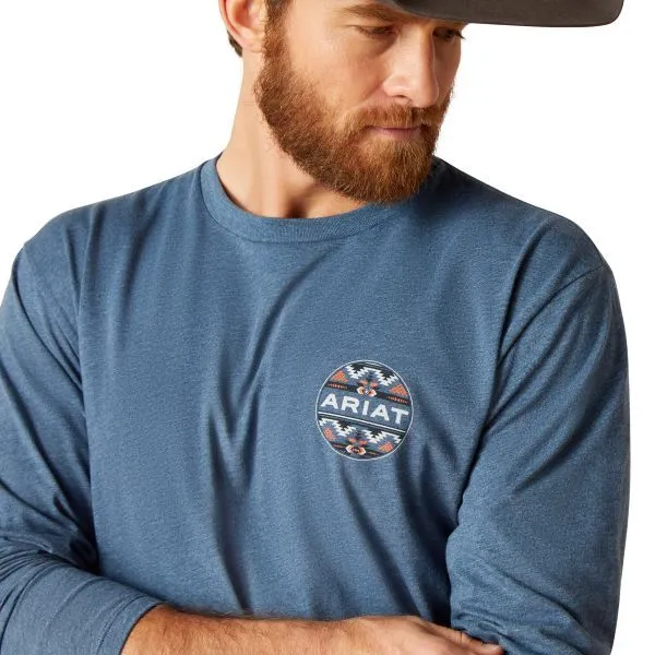 Ariat Men's Sailor Blue Heather Western Geo Fill Men's T-Shirt