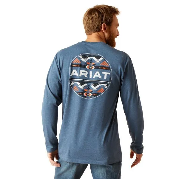 Ariat Men's Sailor Blue Heather Western Geo Fill Men's T-Shirt