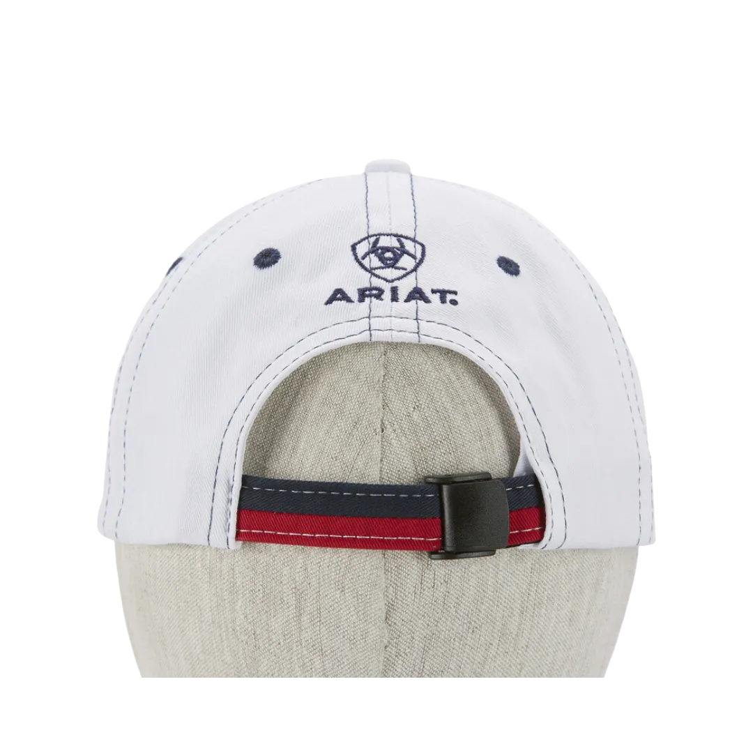 Ariat White and Navy Blue Logo Cap