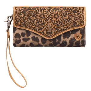 Ariat Women's Tooled Leopard Tan Clutch