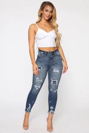 Ariel High Waist Skinny Jeans - Medium Blue Wash