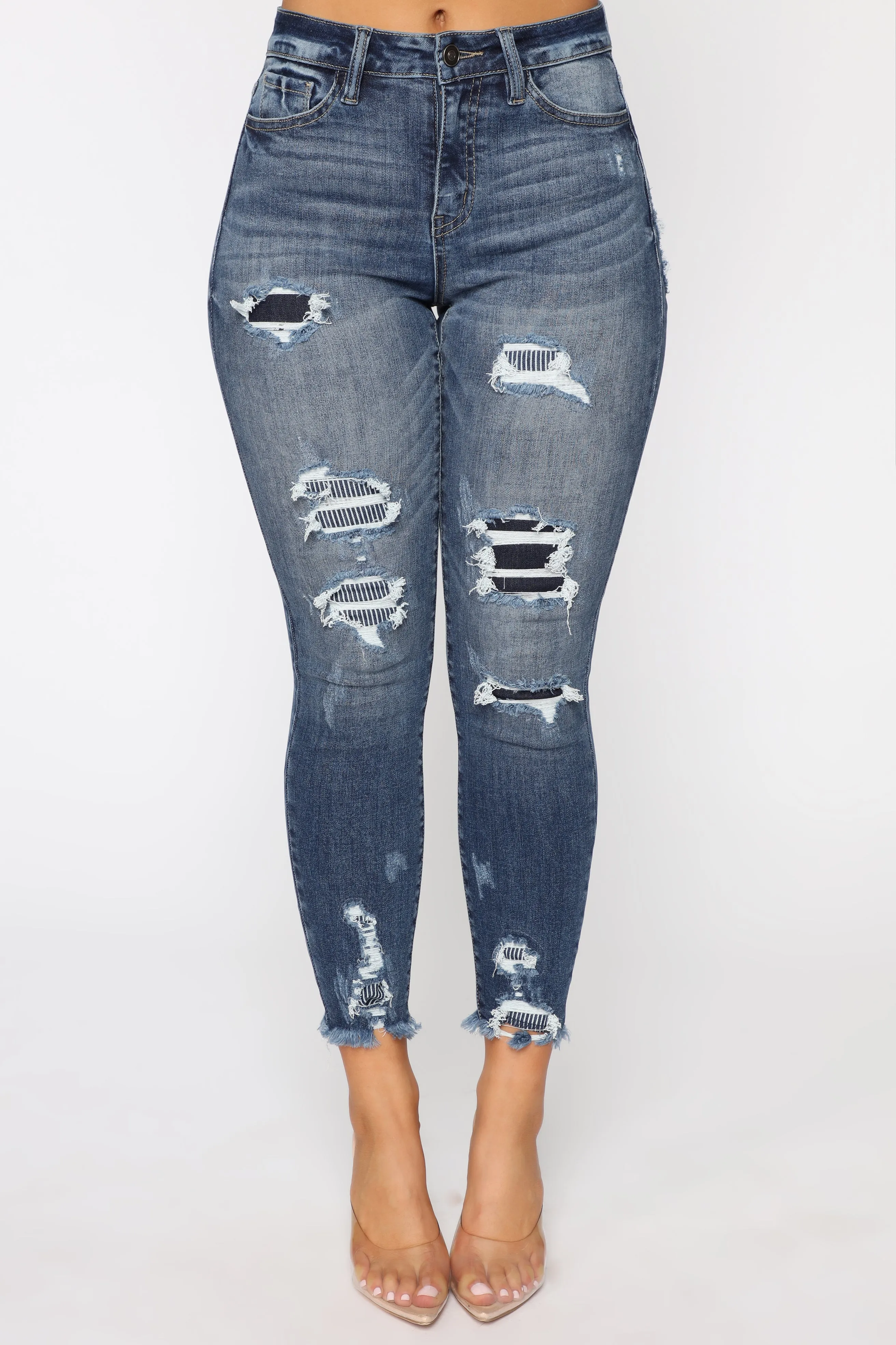 Ariel High Waist Skinny Jeans - Medium Blue Wash