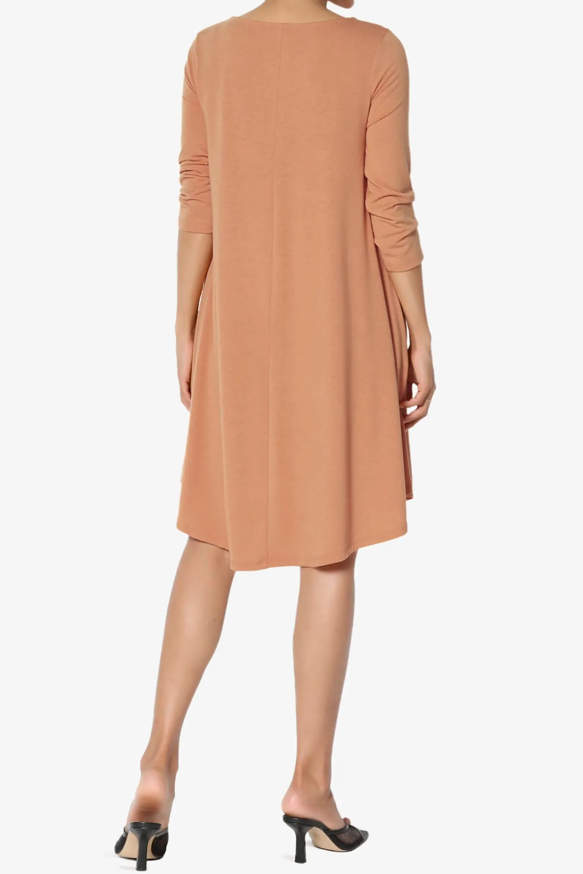 Ariella 3/4 Sleeve Strappy Scoop Neck Dress