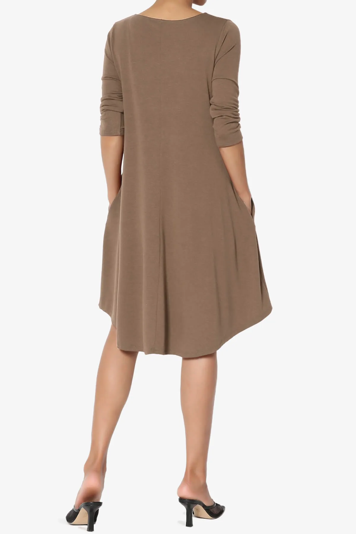 Ariella 3/4 Sleeve Strappy Scoop Neck Dress