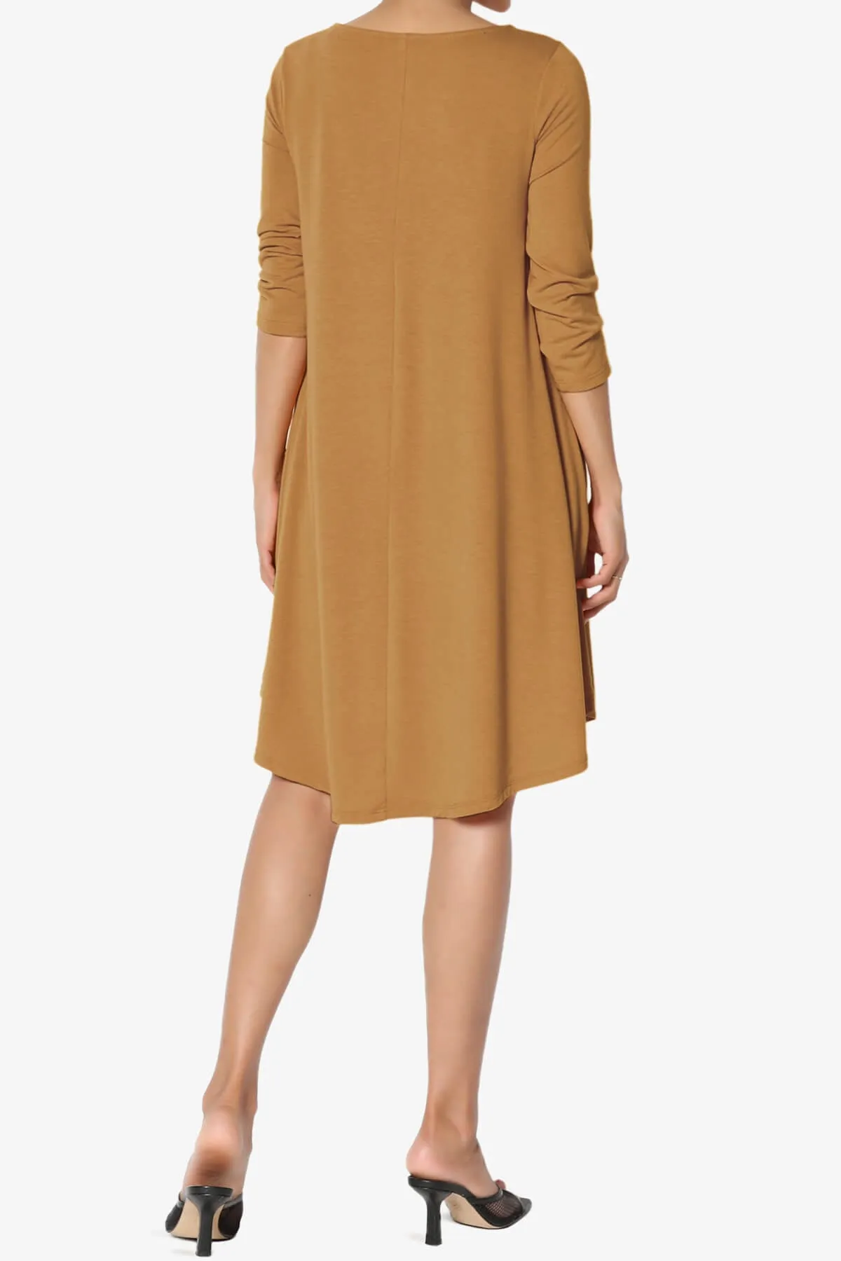 Ariella 3/4 Sleeve Strappy Scoop Neck Dress