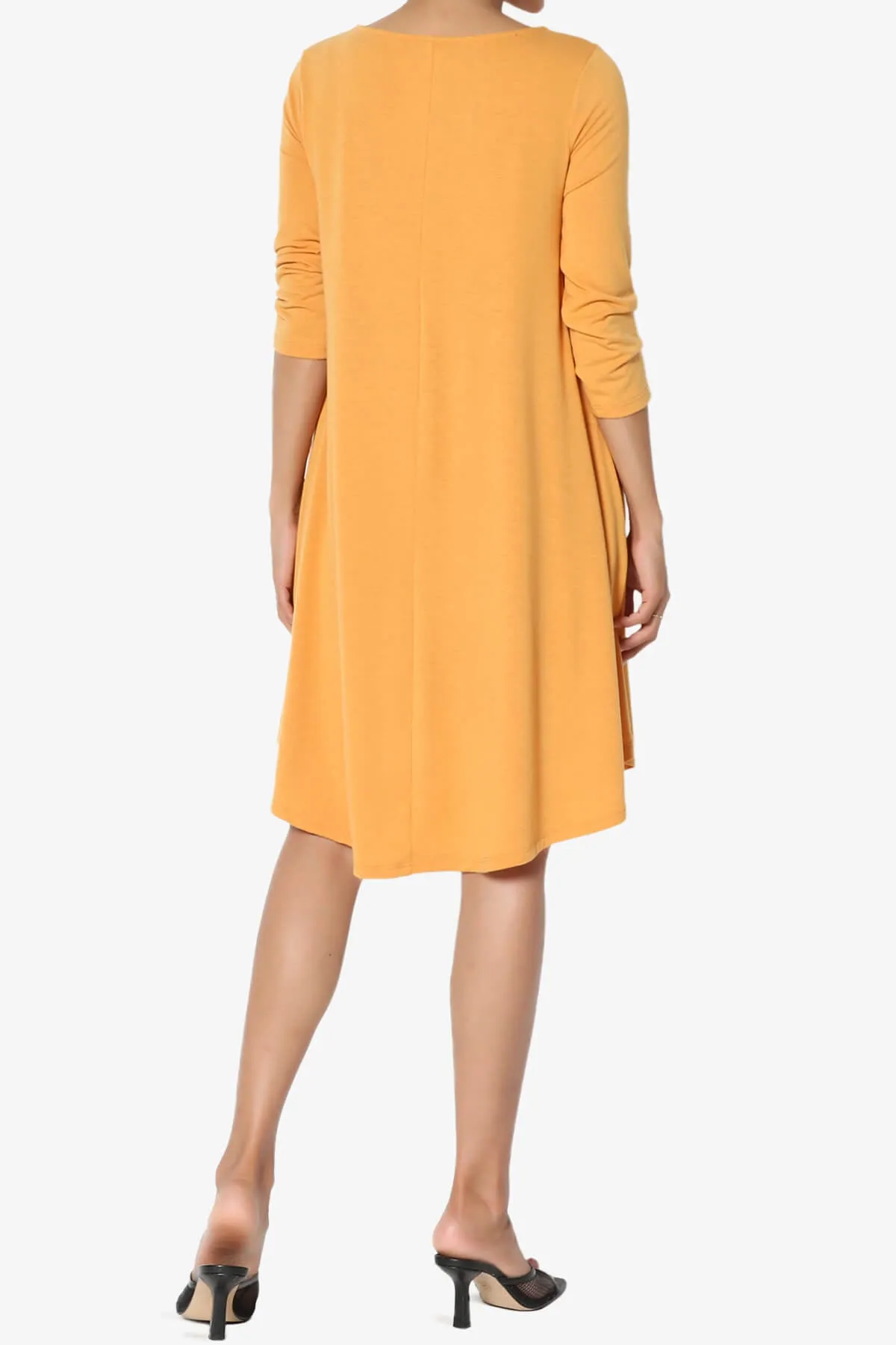 Ariella 3/4 Sleeve Strappy Scoop Neck Dress