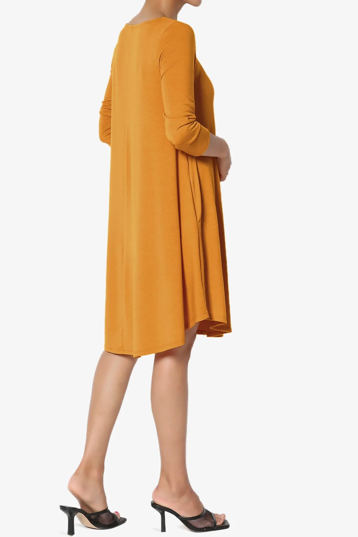 Ariella 3/4 Sleeve Strappy Scoop Neck Dress