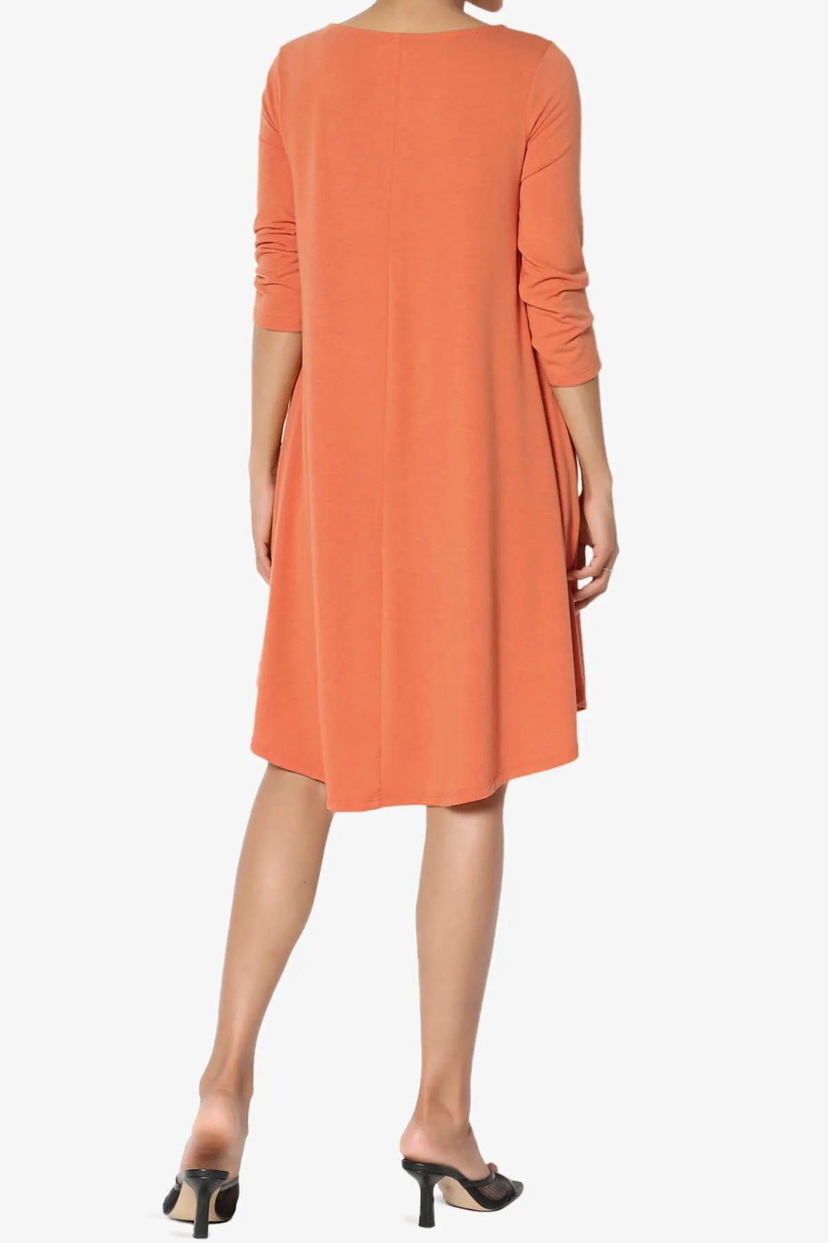 Ariella 3/4 Sleeve Strappy Scoop Neck Dress