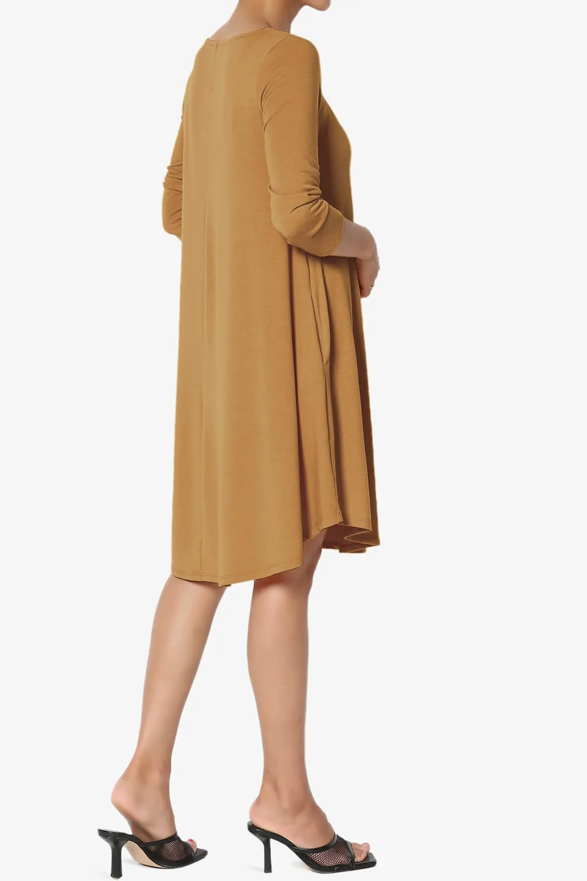 Ariella 3/4 Sleeve Strappy Scoop Neck Dress