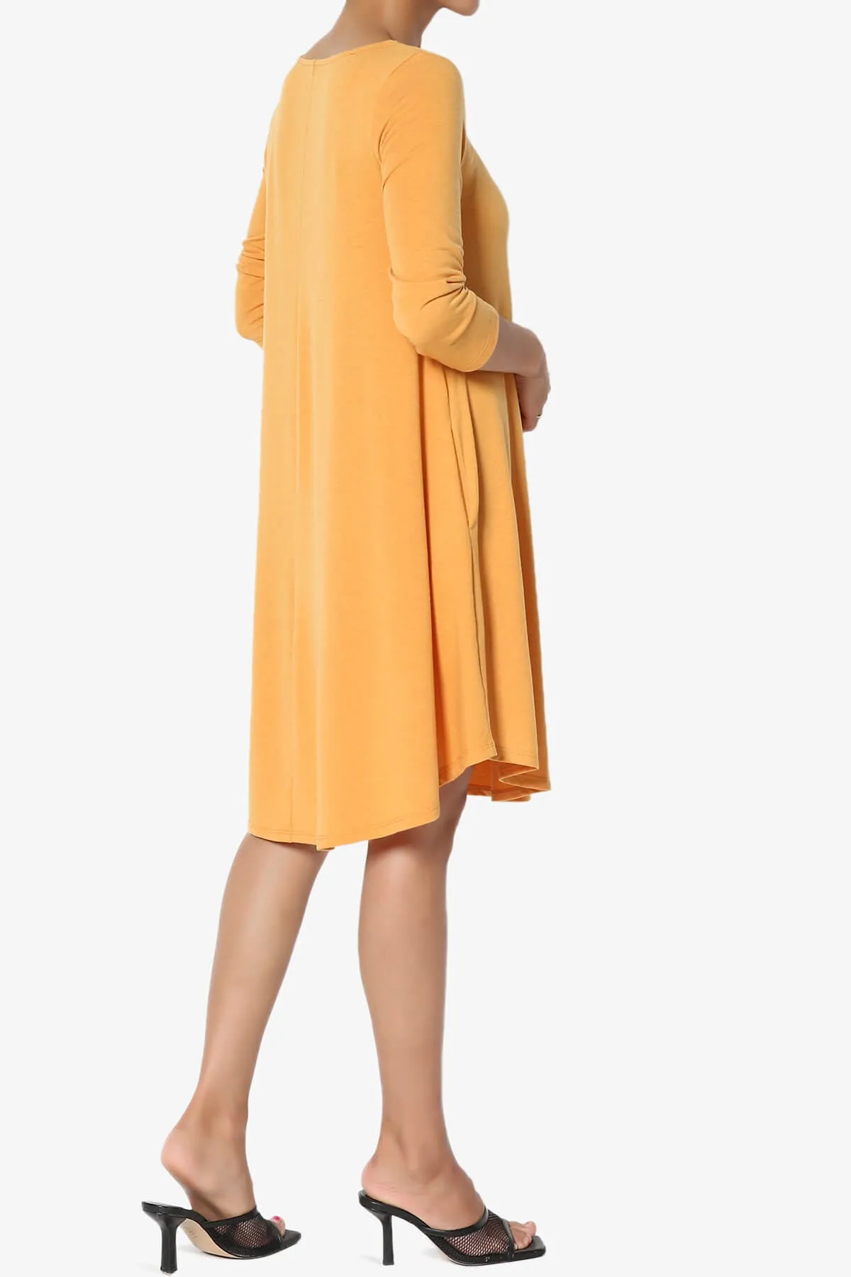 Ariella 3/4 Sleeve Strappy Scoop Neck Dress