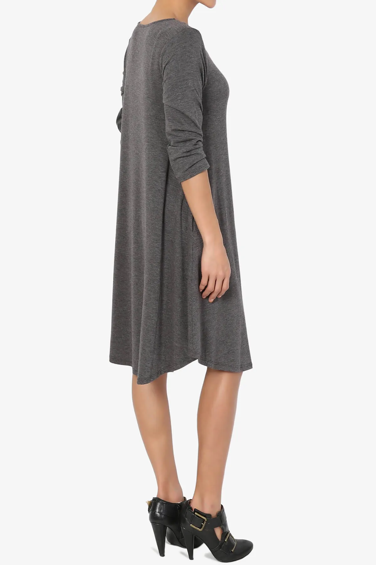 Ariella 3/4 Sleeve Strappy Scoop Neck Dress