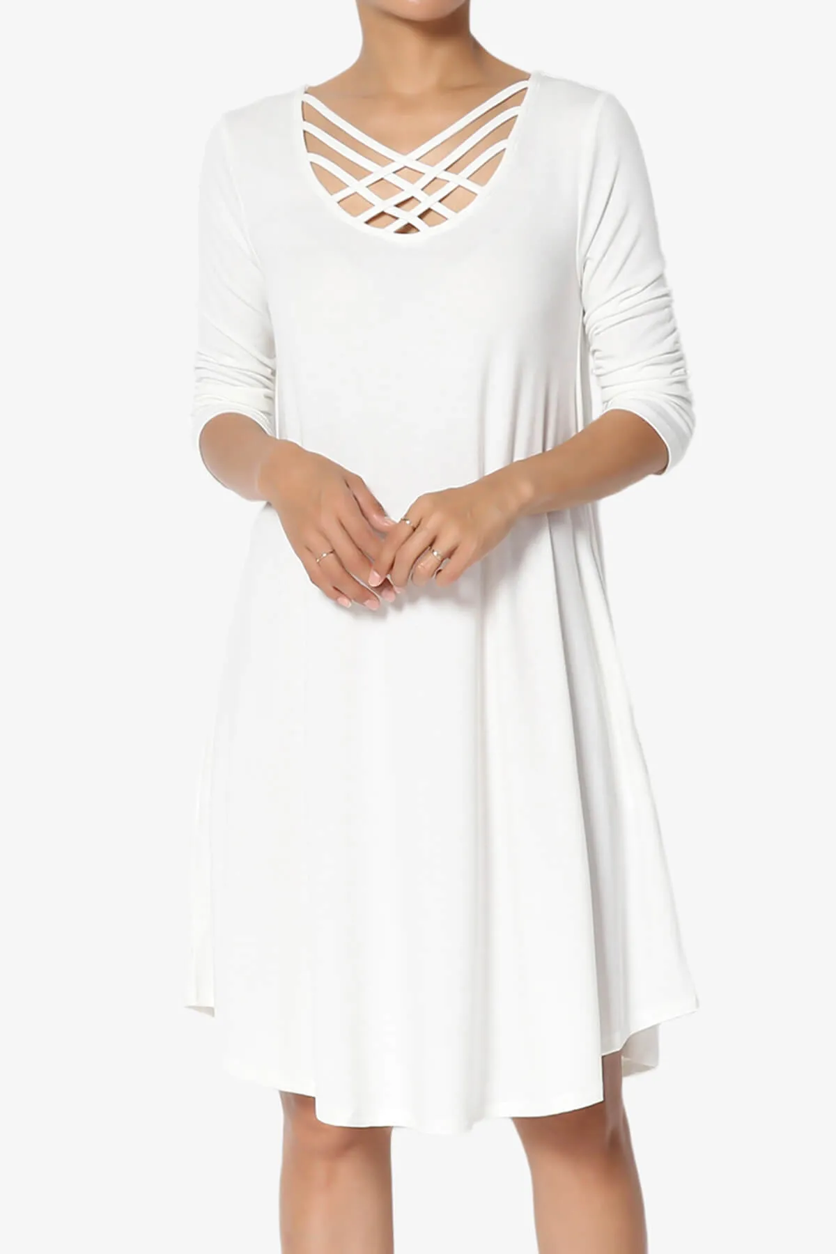 Ariella 3/4 Sleeve Strappy Scoop Neck Dress