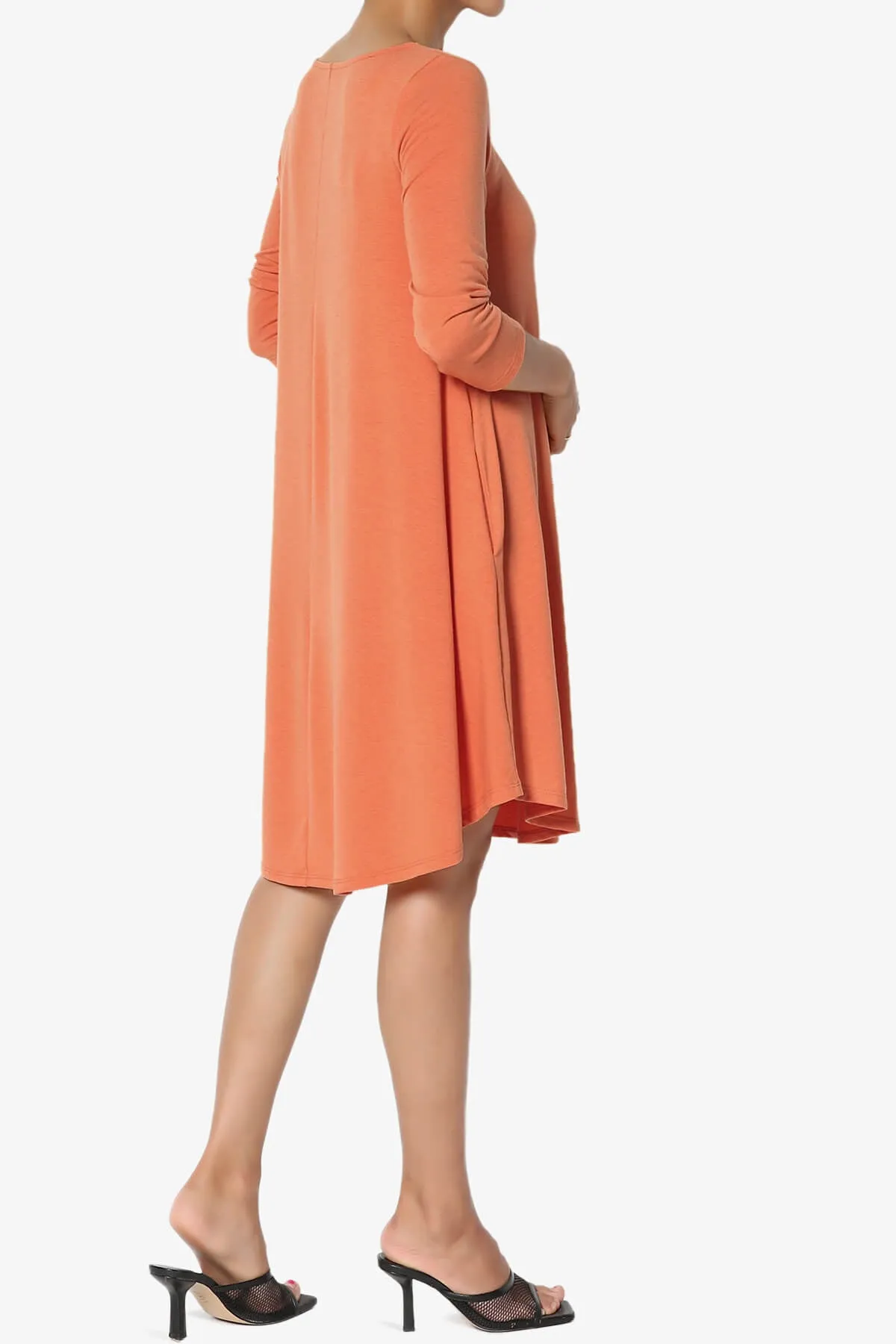 Ariella 3/4 Sleeve Strappy Scoop Neck Dress