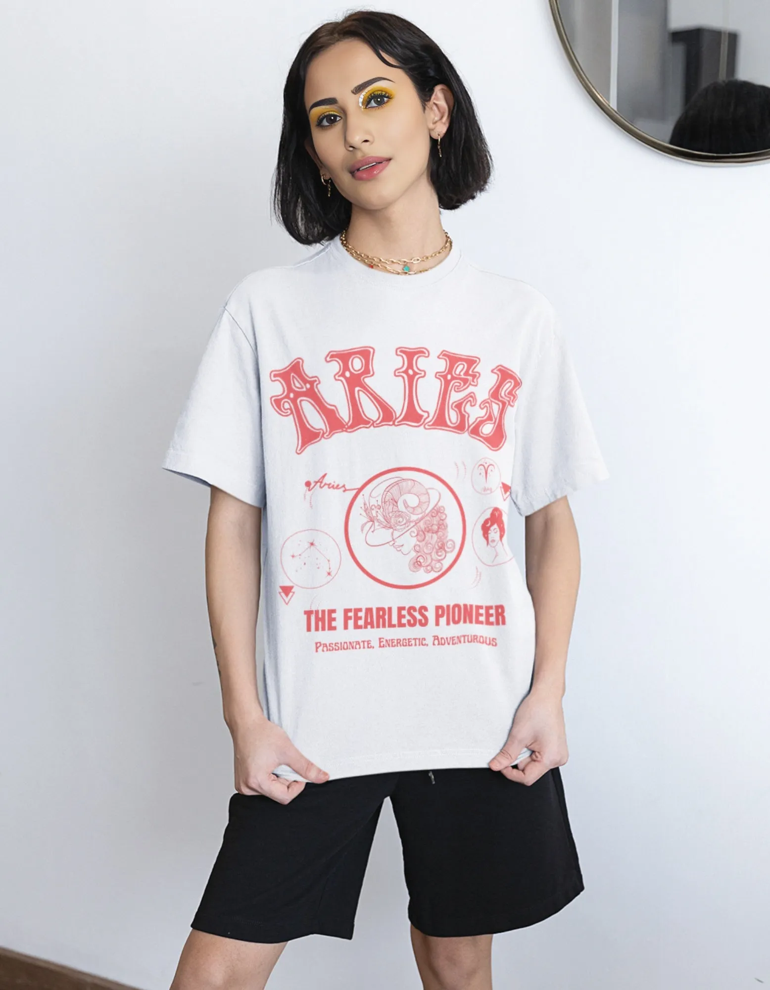 Aries The Ram Graphic Printed Oversized T-Shirt For Women