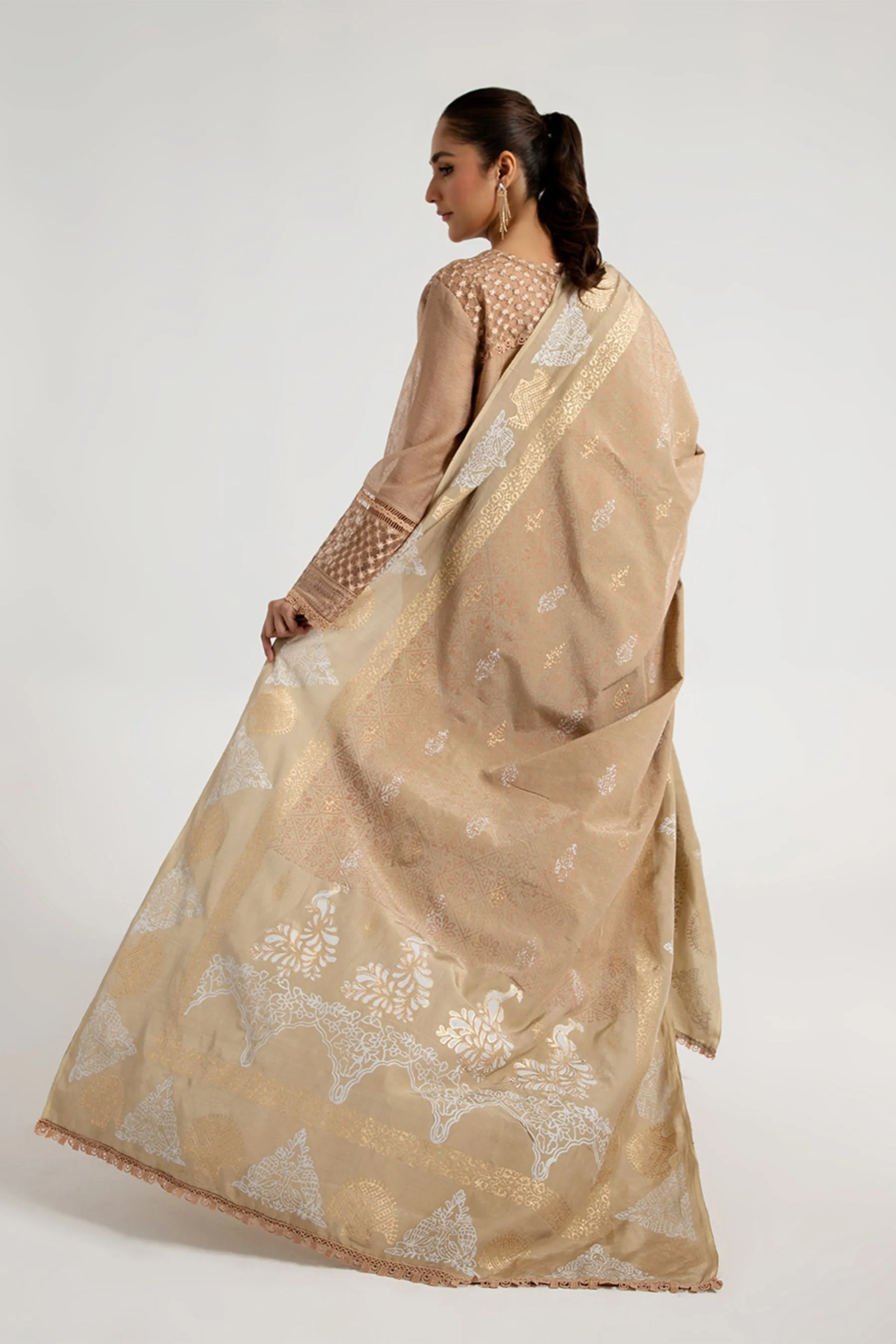 Arif Ashraf - Tan - Beige - Cotton Net and Raw Silk - 3 Piece