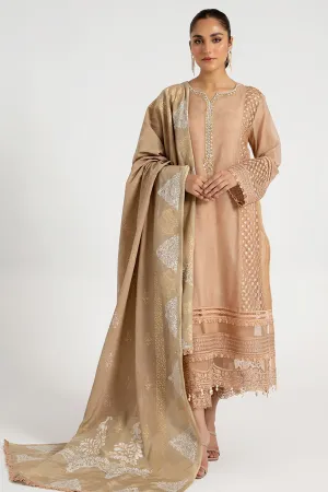 Arif Ashraf - Tan - Beige - Cotton Net and Raw Silk - 3 Piece