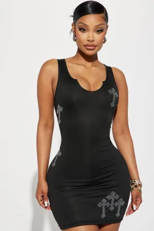 Ariyana Embellished Mini Dress - Black