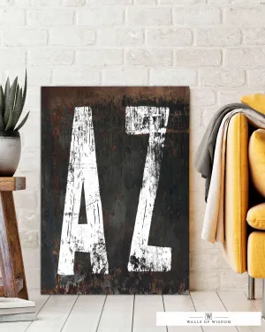 Arizona Home State Western Canvas Wall Art - Rustic Southwest Style  AZ State Sign Typographic Art Print