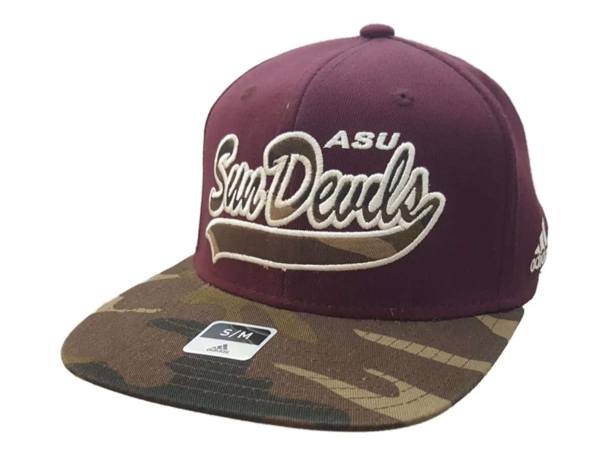 Arizona State Sun Devils Adidas FitMax 70 Maroon Camo Flat Bill Hat Cap (S/M)