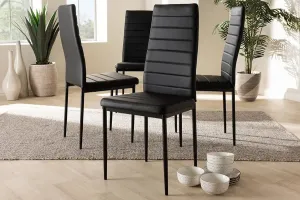 Armand Black Faux Leather Upholstered Dining Chair - 4pcs