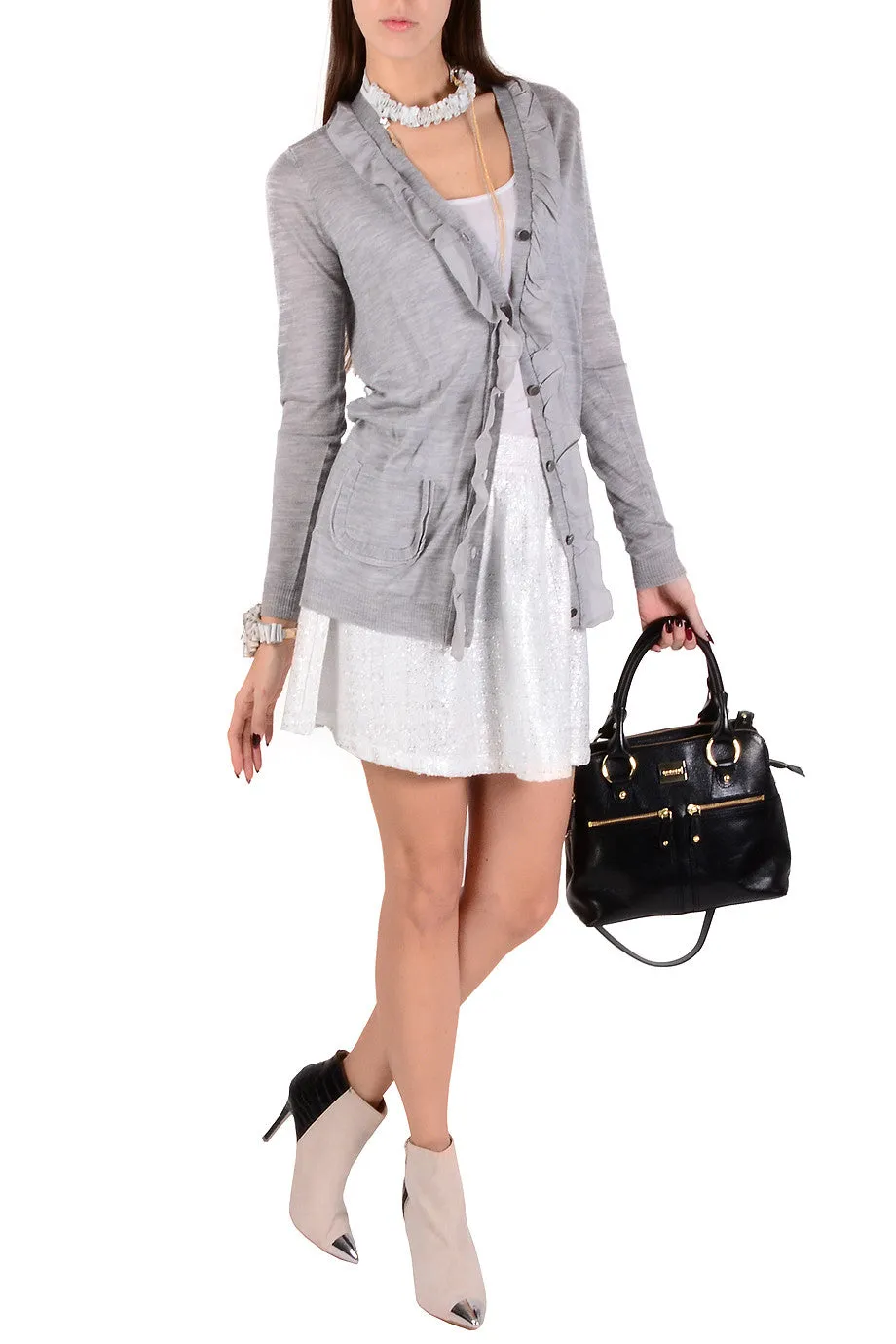 ARMANI JEANS IVA Grey Ruffled Jacket