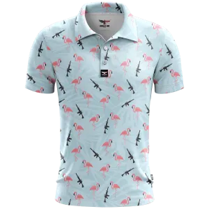 Armed Flamingos Golf Polo Shirt