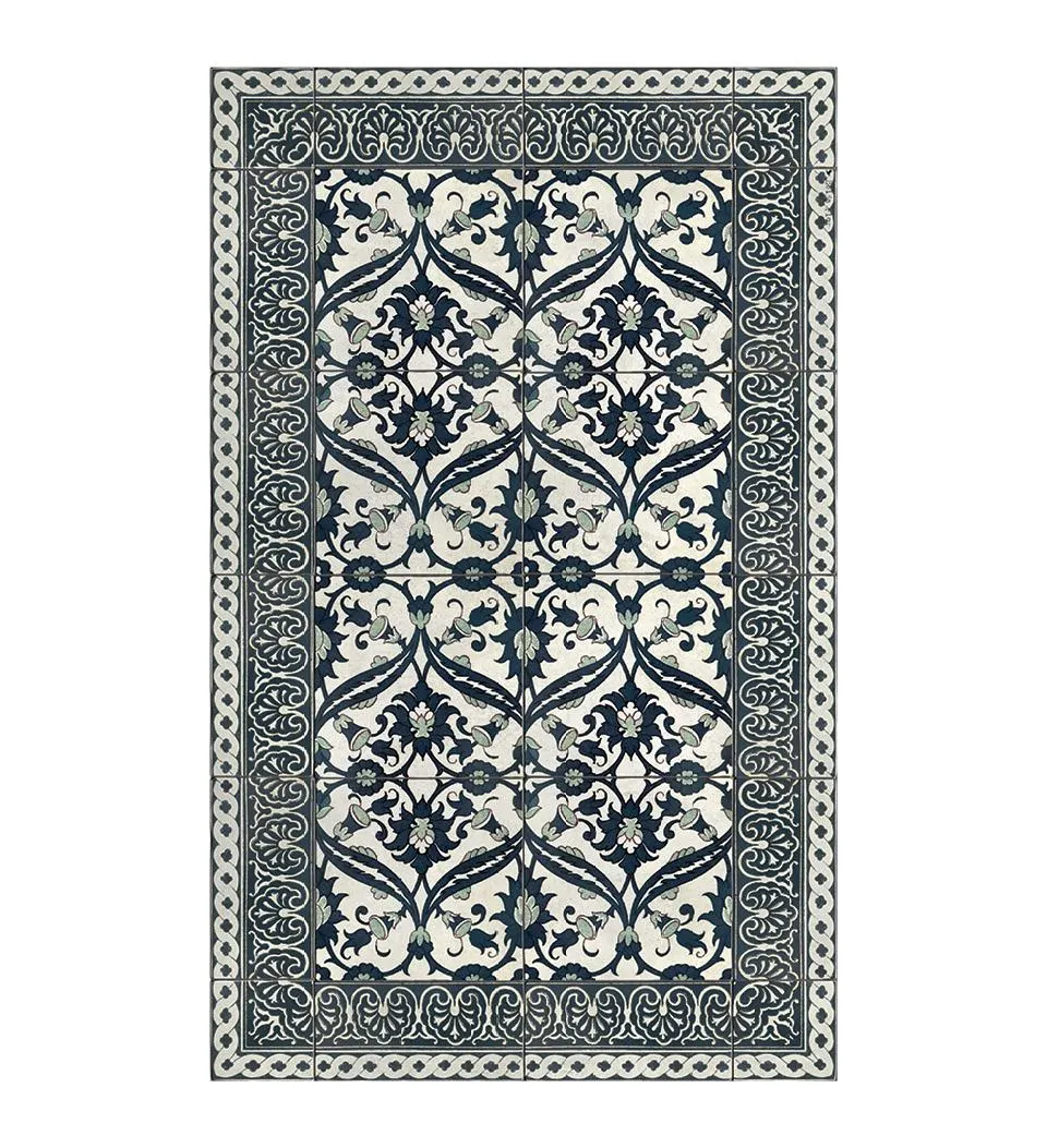 Armenian Framed Classic Concrete Vinyl Rug