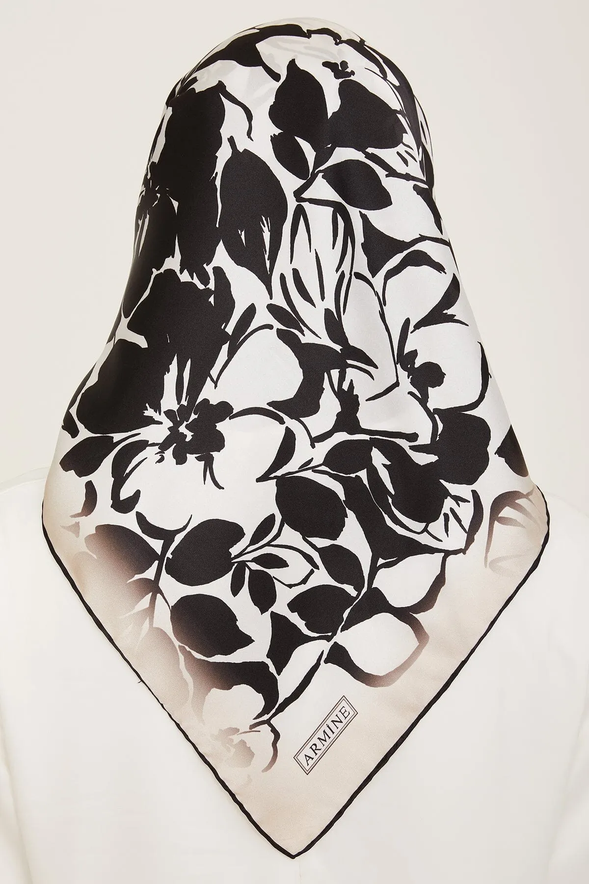 Armine Noir Floral Silk Scarf