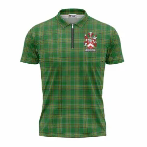 Armorer Irish Clan Tartan Zipper Polo Shirt with Coat of Arms