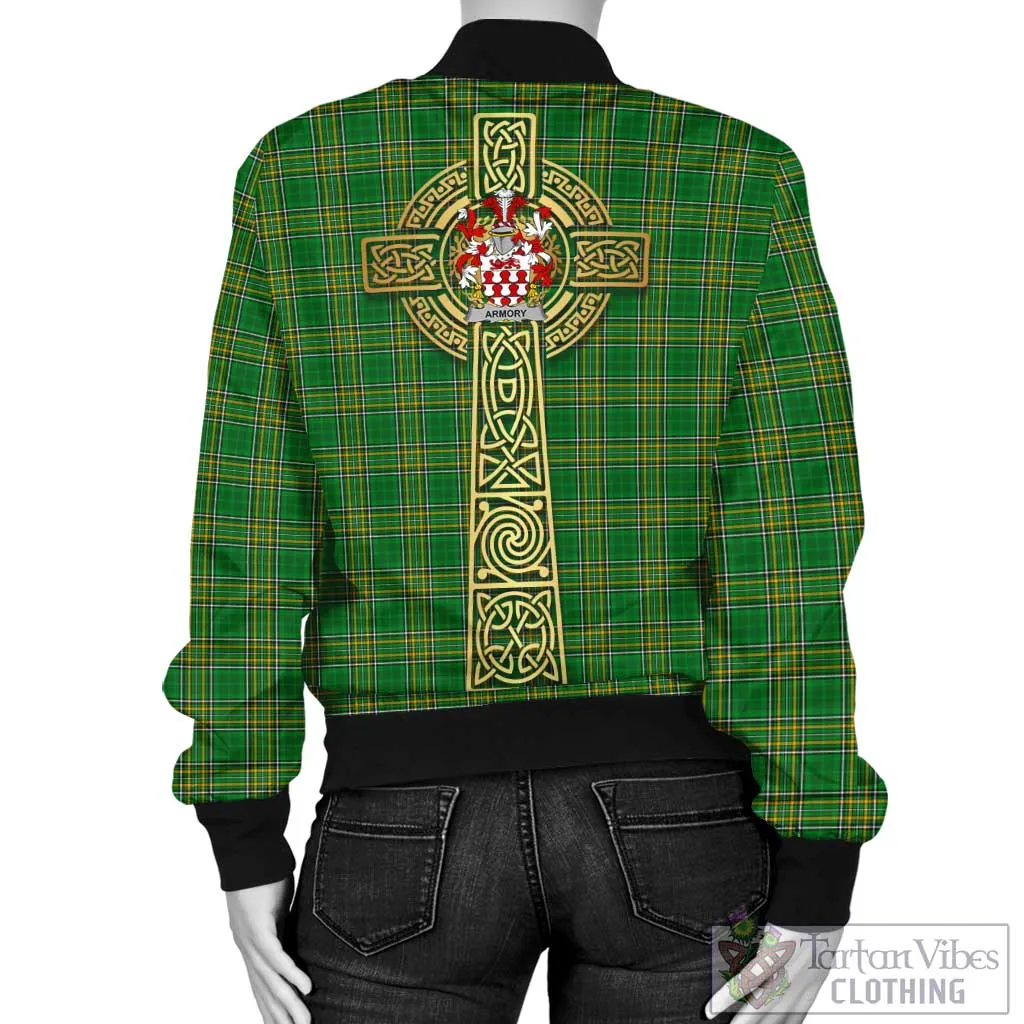 Armory Irish Clan Tartan Bomber Jacket with Coat of Arms Celtic Tree of Life Style