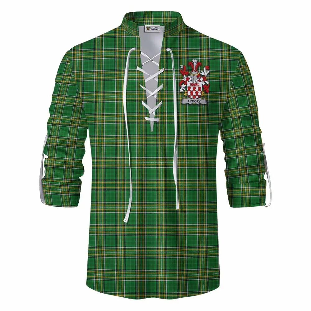 Armory Irish Clan Tartan Ghillie Kilt Shirt with Coat of Arms