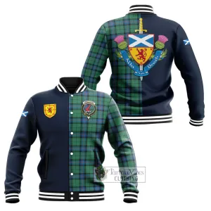 Armstrong Ancient Tartan Baseball Jacket Alba with Scottish Lion Royal Arm Half Style