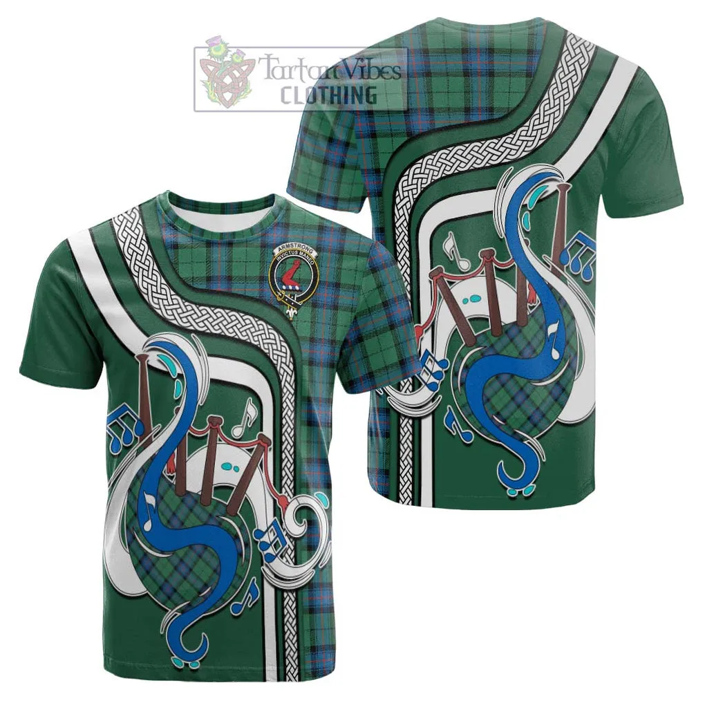 Armstrong Ancient Tartan Cotton T-shirt with Epic Bagpipe Style