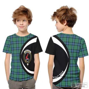 Armstrong Ancient Tartan Kid T-Shirt with Family Crest Circle Style