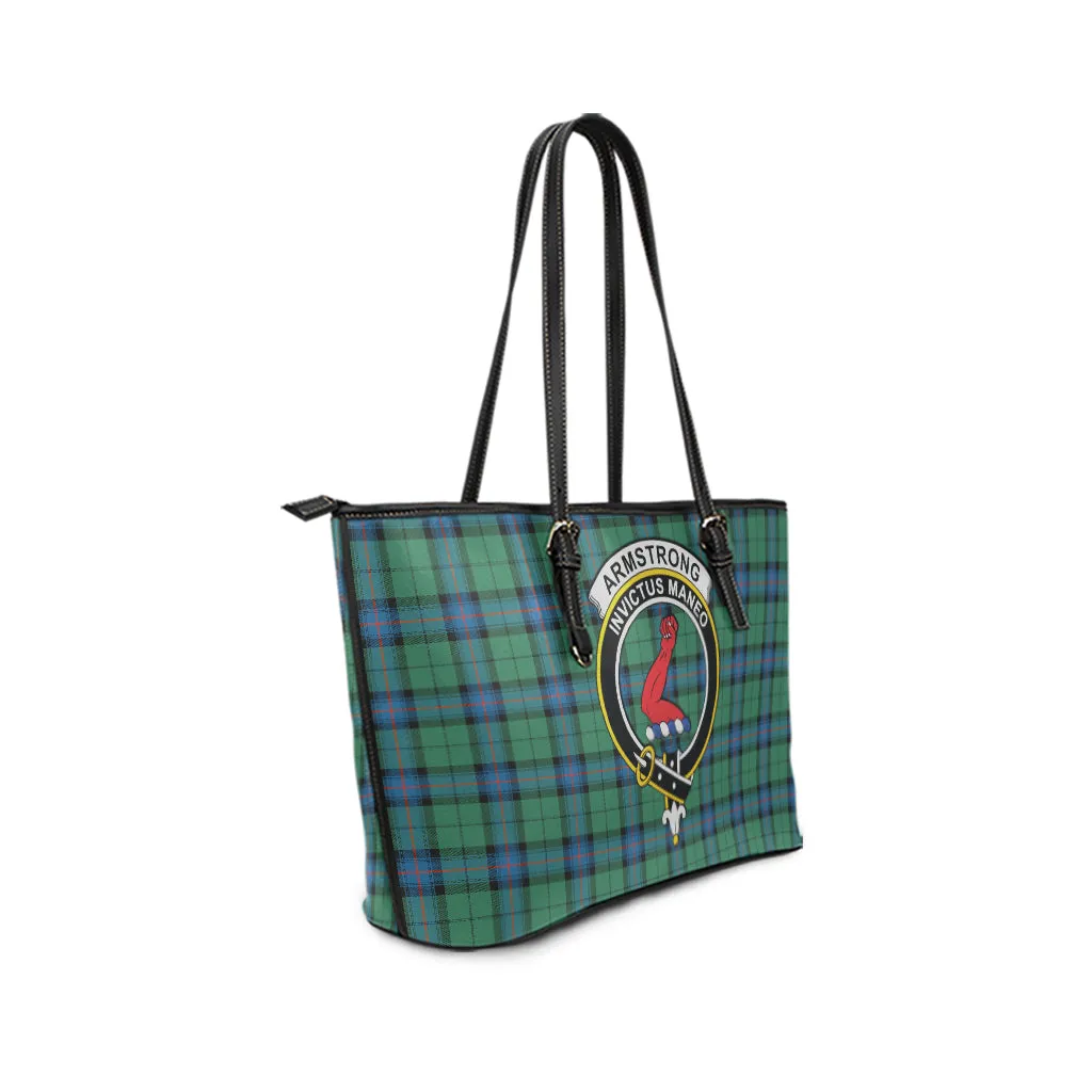 Armstrong Ancient Tartan Leather Tote Bag with Family Crest