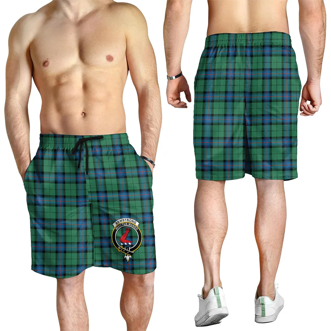 Armstrong Ancient Tartan Mens Shorts with Family Crest