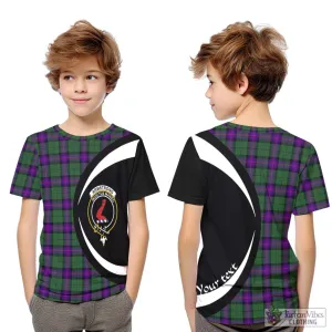 Armstrong Modern Tartan Kid T-Shirt with Family Crest Circle Style