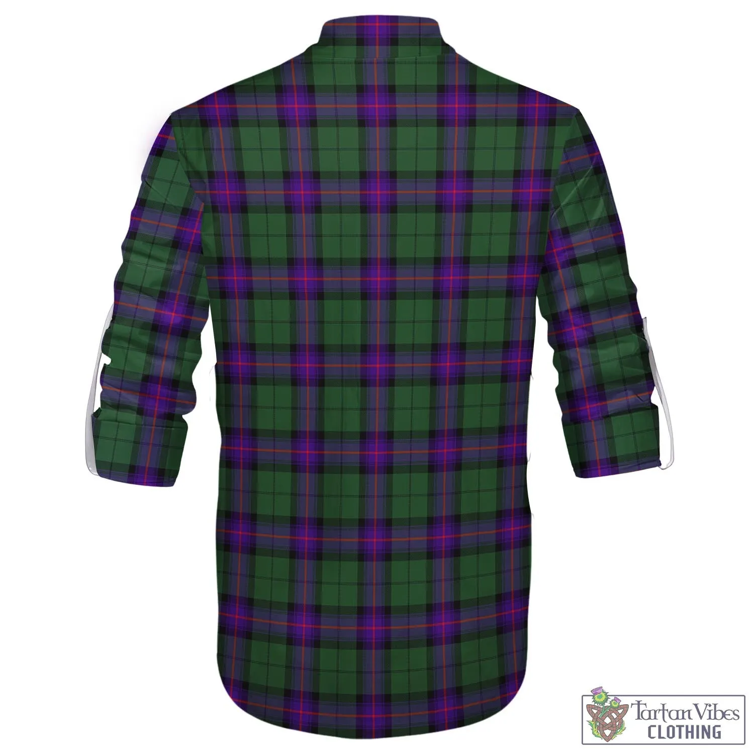 Armstrong Modern Tartan Men's Scottish Traditional Jacobite Ghillie Kilt Shirt with Family Crest