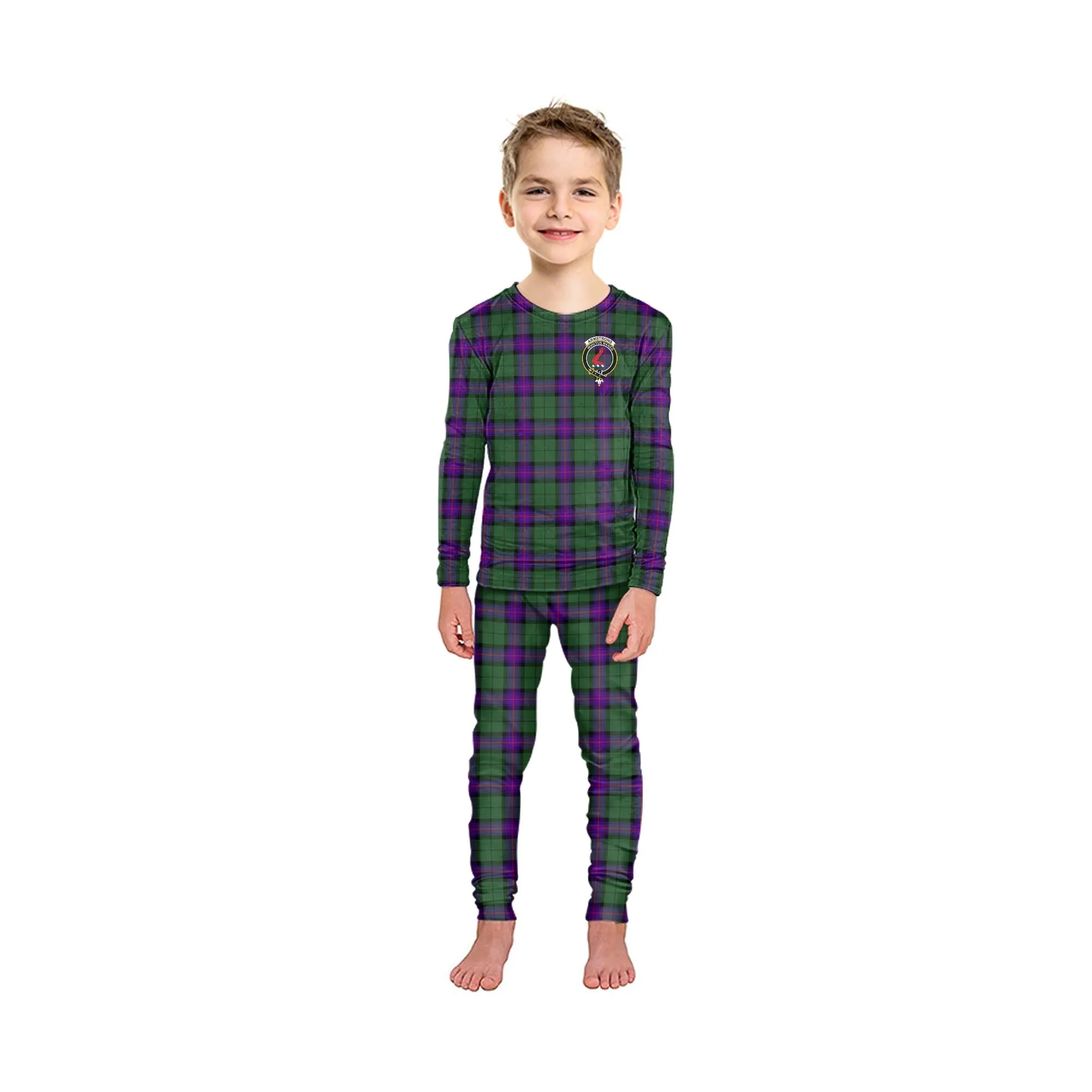 Armstrong Modern Tartan Pajamas Family Set with Family Crest