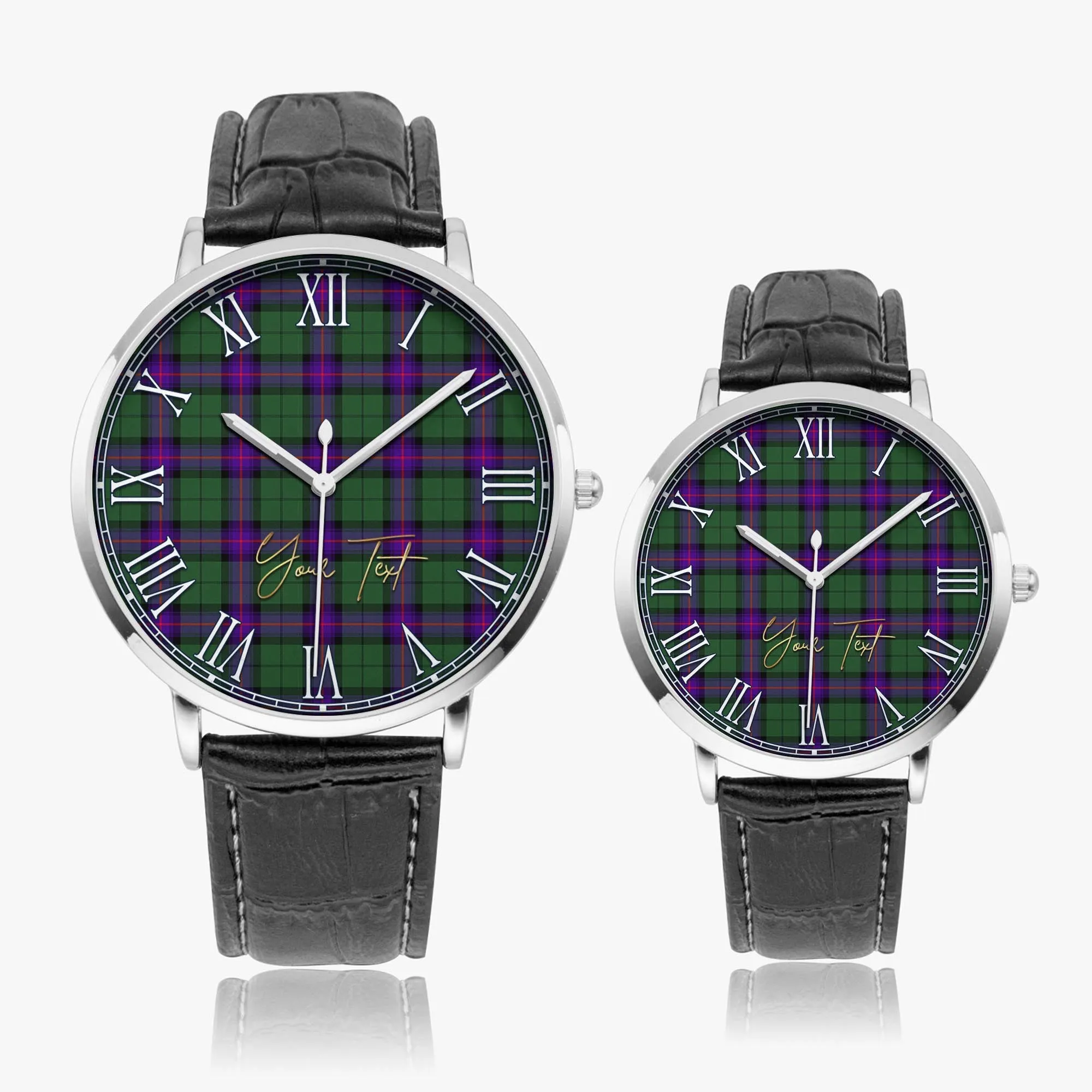 Armstrong Modern Tartan Personalized Your Text Leather Trap Quartz Watch