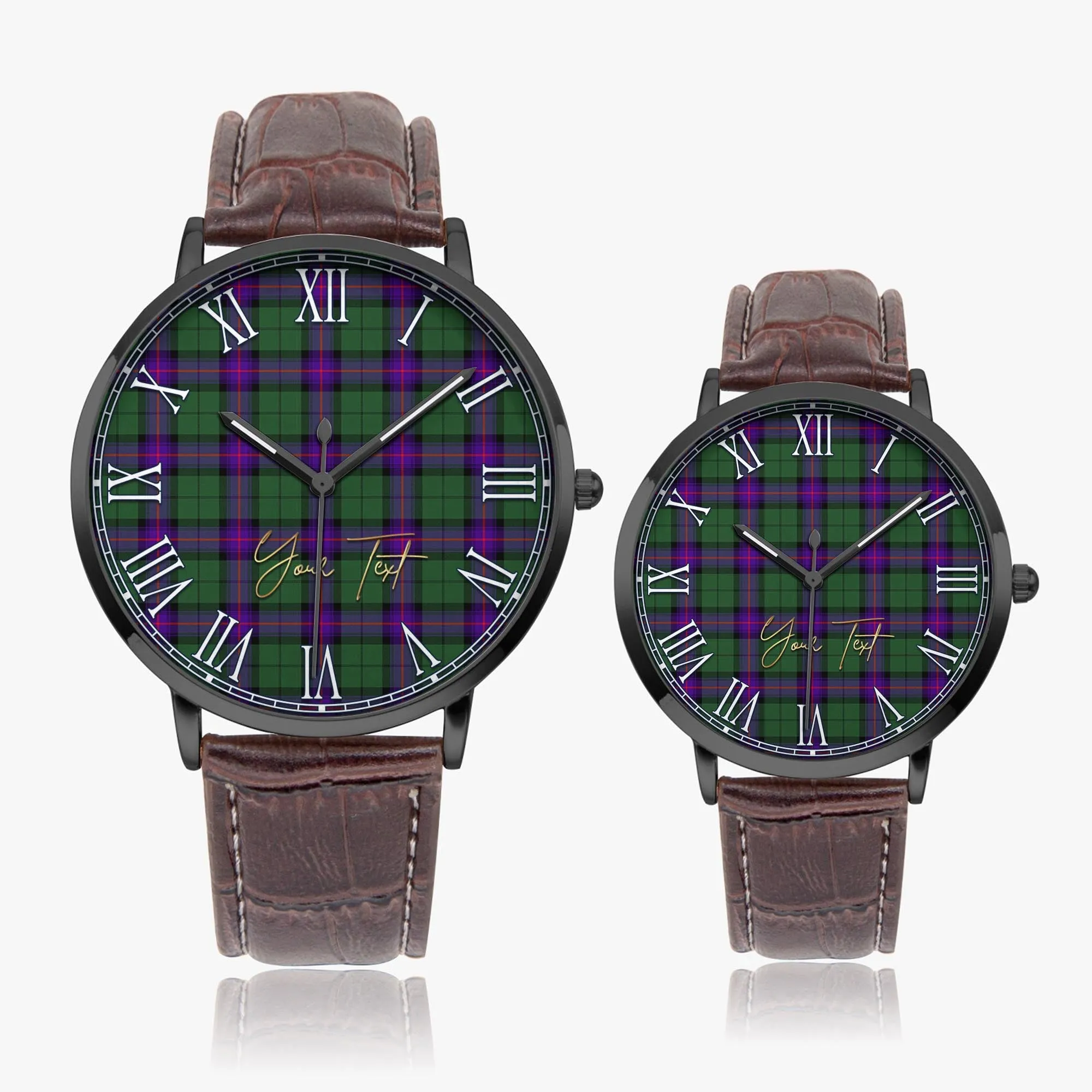 Armstrong Modern Tartan Personalized Your Text Leather Trap Quartz Watch