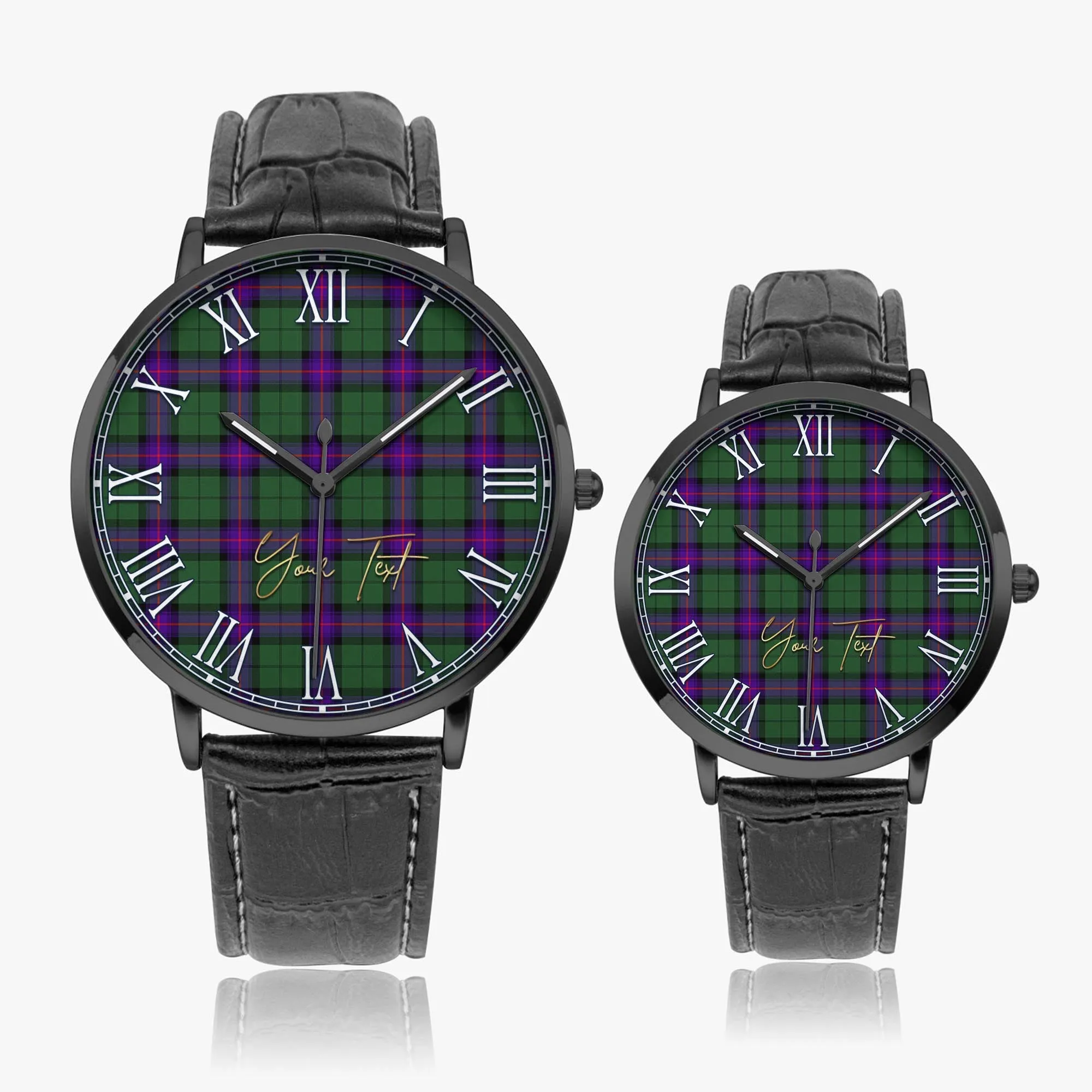 Armstrong Modern Tartan Personalized Your Text Leather Trap Quartz Watch