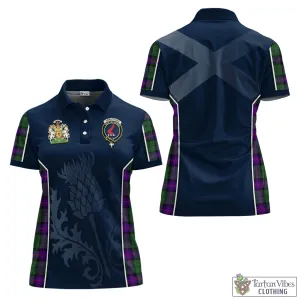 Armstrong Modern Tartan Women's Polo Shirt with Family Crest and Scottish Thistle Vibes Sport Style