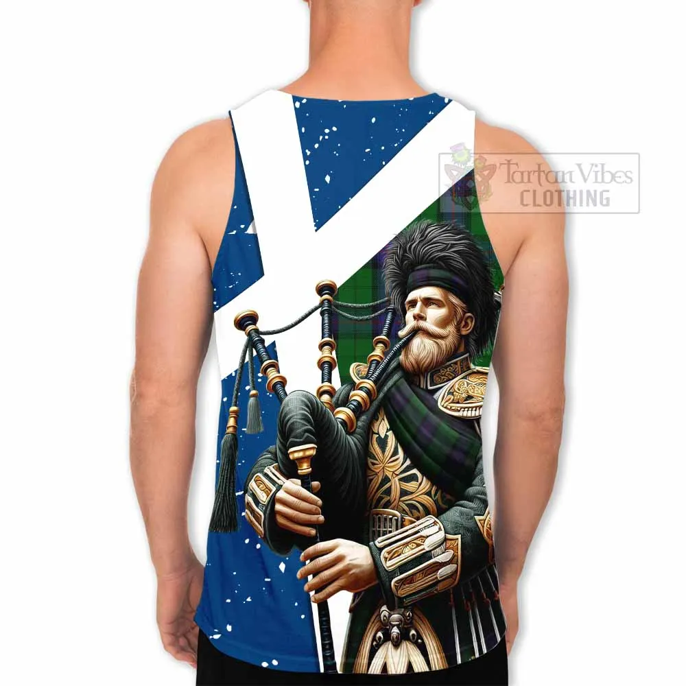 Armstrong Tartan Men's Tank Top with Family Crest Scottish Bagpiper Vibes