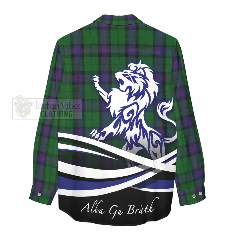 Armstrong Tartan Women's Casual Shirt with Alba Gu Brath Regal Lion Emblem