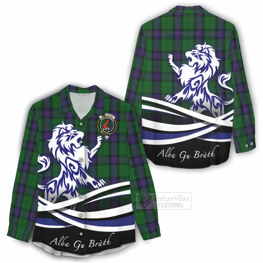 Armstrong Tartan Women's Casual Shirt with Alba Gu Brath Regal Lion Emblem