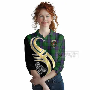 Armstrong Tartan Women's Casual Shirt with Family Crest and Celtic Symbol Style