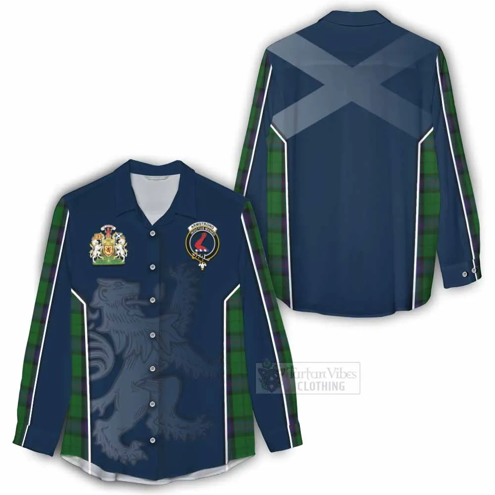 Armstrong Tartan Women's Casual Shirt with Family Crest and Lion Rampant Vibes Sport Style