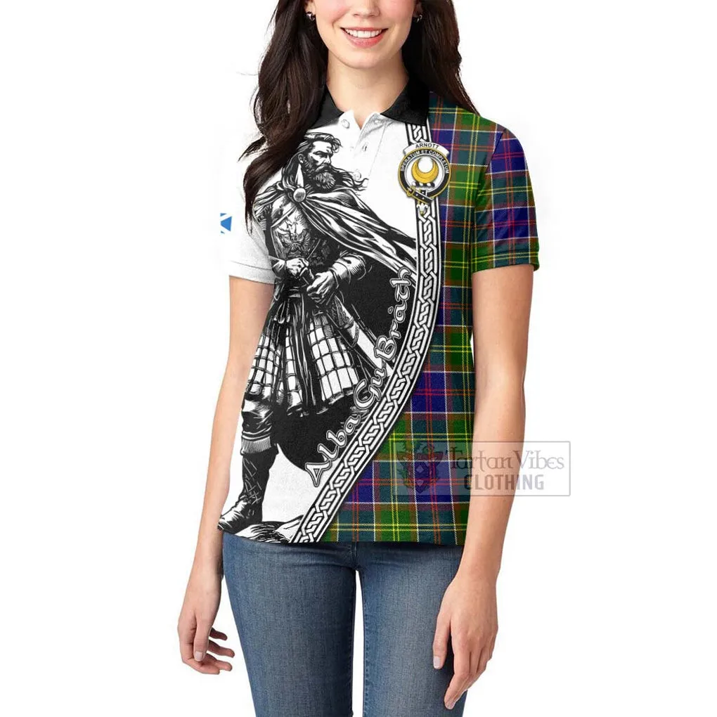 Arnott Tartan Clan Crest Women's Polo Shirt with Highlander Warrior Celtic Style